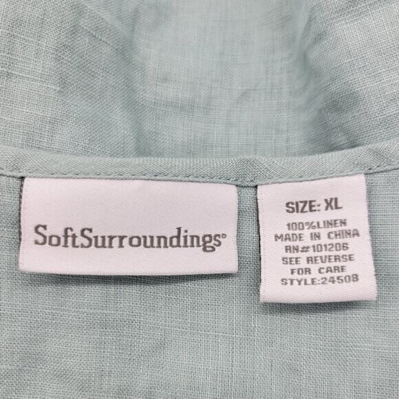 Soft Surroundings Tunic Top XL Mint Green Linen - Picture 9 of 10